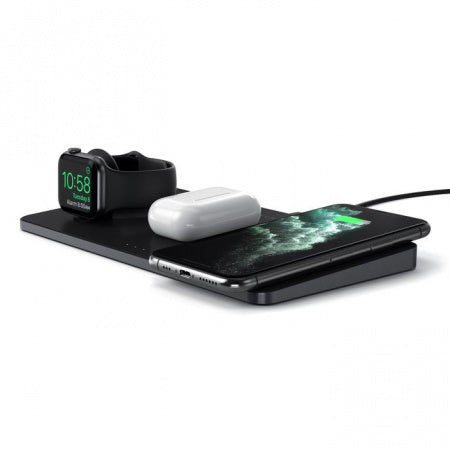Incarcator Satechi Trio Wireless Charging Pad pentru Apple Watch, Airpods, iPhone, Negru - iSTYLE RO