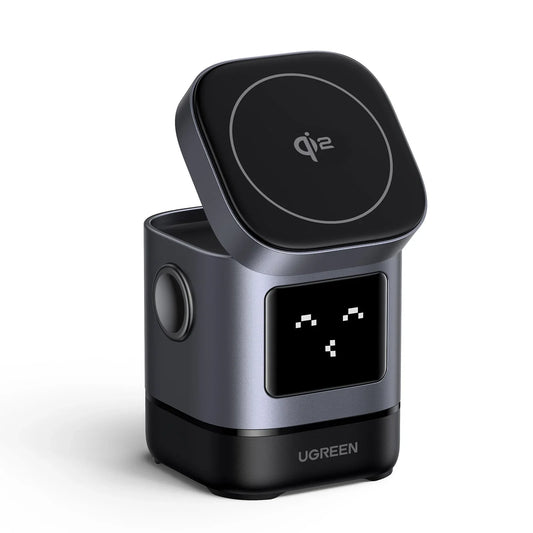 Incarcator wireless magnetic UGREEN UNO, 2in1, 15W, Gri