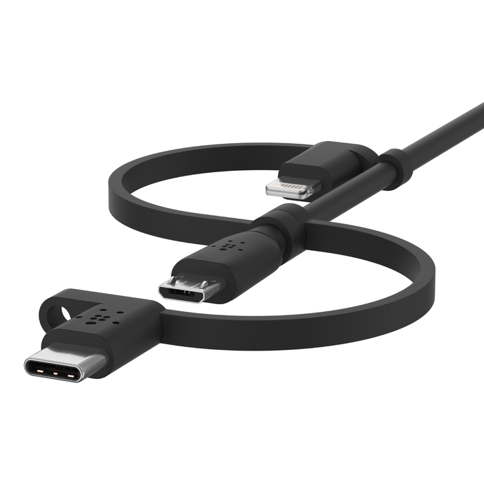 Cablu de date Belkin Universal (Lightning/Micro-USB/USB-C la USB-A), 1m, Negru - iSTYLE RO