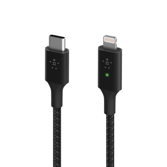Cablu de date Belkin Smart LED USB-C la Lightning, Negru - iSTYLE RO