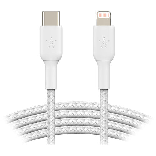 Cable de date Belkin BOOST CHARGE USB-C la Lightning Braided, Alb (2m) - iSTYLE RO