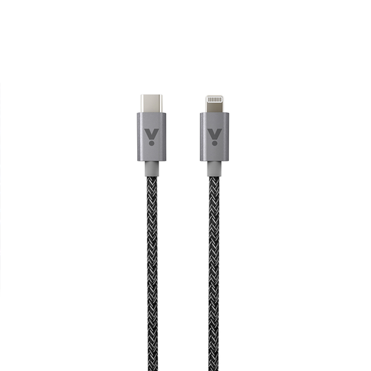 Cablu de date ISTYLE fabric braided USB-C la Lightning 1.2m, Space Grey - iSTYLE RO