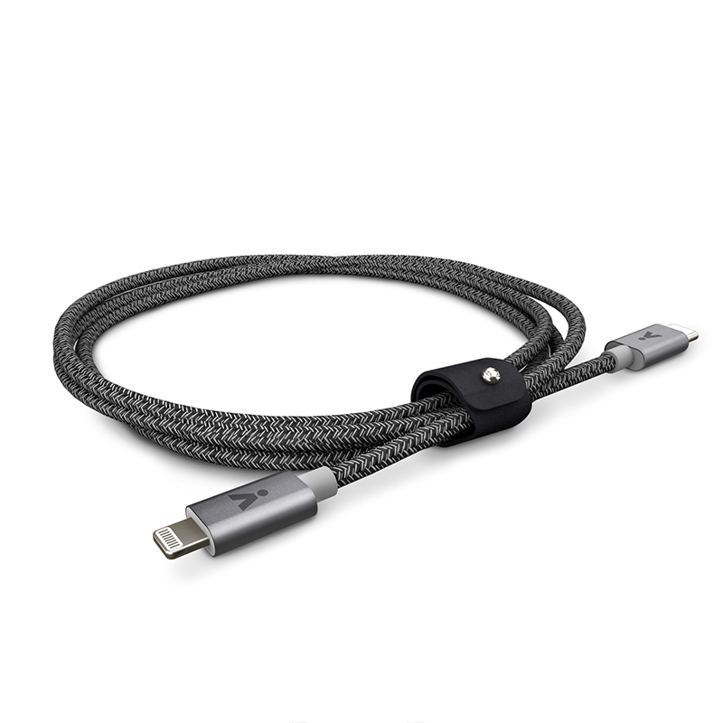 Cablu de date ISTYLE fabric braided USB-C la Lightning 1.2m, Space Grey - iSTYLE RO