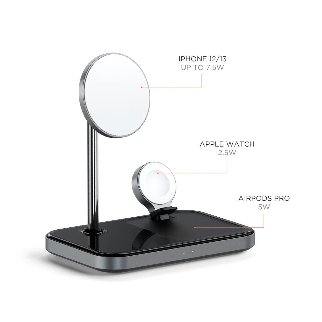 Incarcator Wireless Satechi 3-in-1, Magnetic, USB-C, Negru - iSTYLE RO