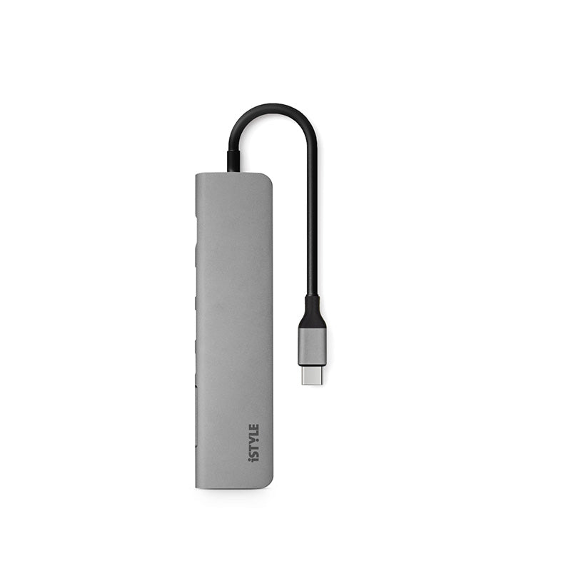 Adaptor hub iSTYLE 7 in1 Multimedia Hub 8K cu USB-C connector, Gri - iSTYLE RO