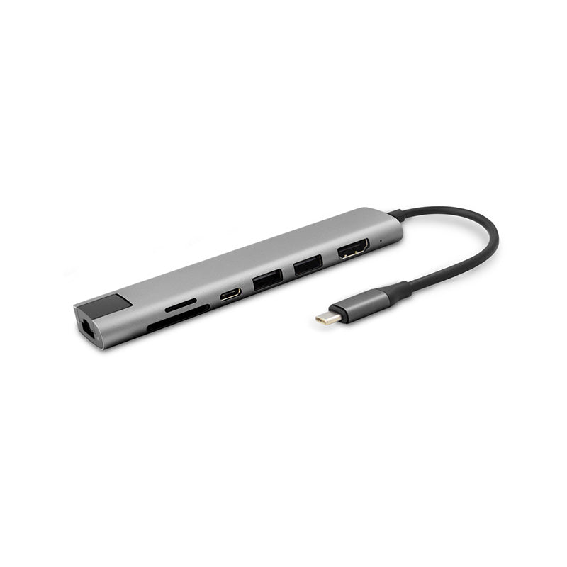 Adaptor hub iSTYLE 7 in1 Multimedia Hub 8K cu USB-C connector, Gri - iSTYLE RO