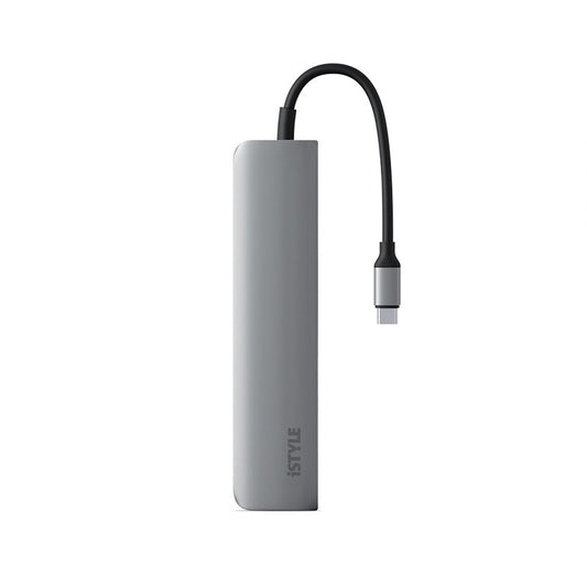 Adaptor hub iSTYLE 6 in1 Multimedia Hub 8K cu USB-C connector, Gri - iSTYLE RO
