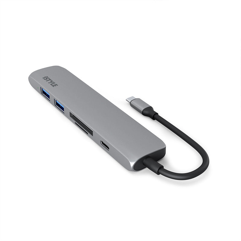 Adaptor hub iSTYLE 6 in1 Multimedia Hub 8K cu USB-C connector, Gri - iSTYLE RO