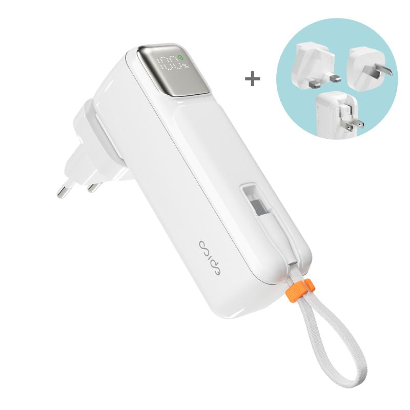 Baterie externa si adaptor priza, 2-in-1, Epico, 5.000 mAh, Alb