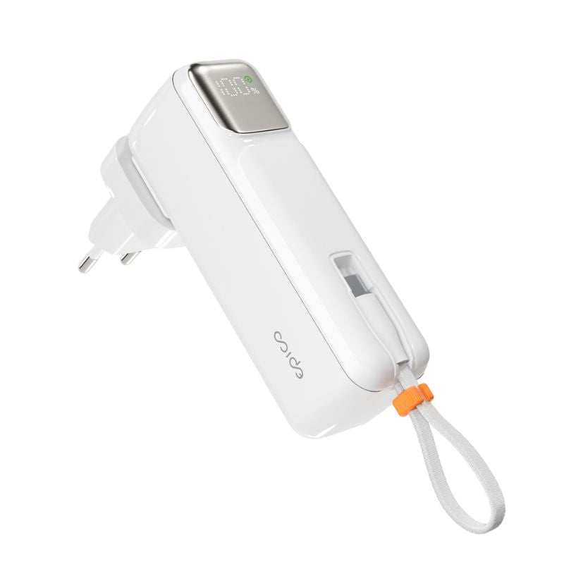 Baterie externa si adaptor priza, 2-in-1, Epico, 5.000 mAh, Alb