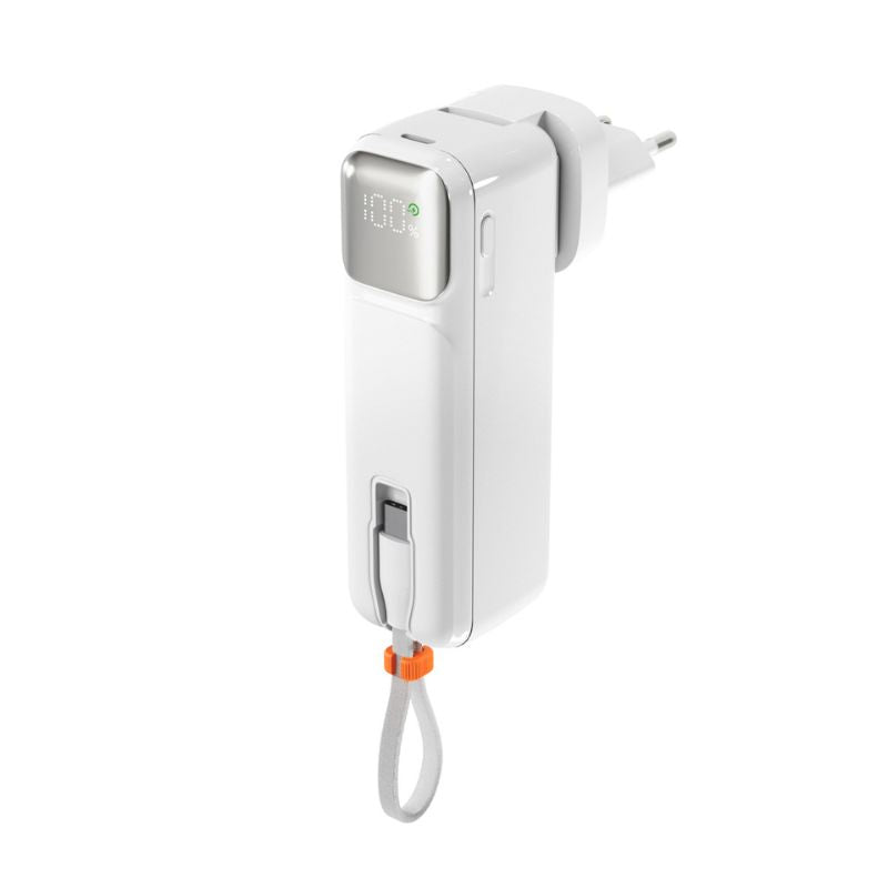 Baterie externa si adaptor priza, 2-in-1, Epico, 5.000 mAh, Alb
