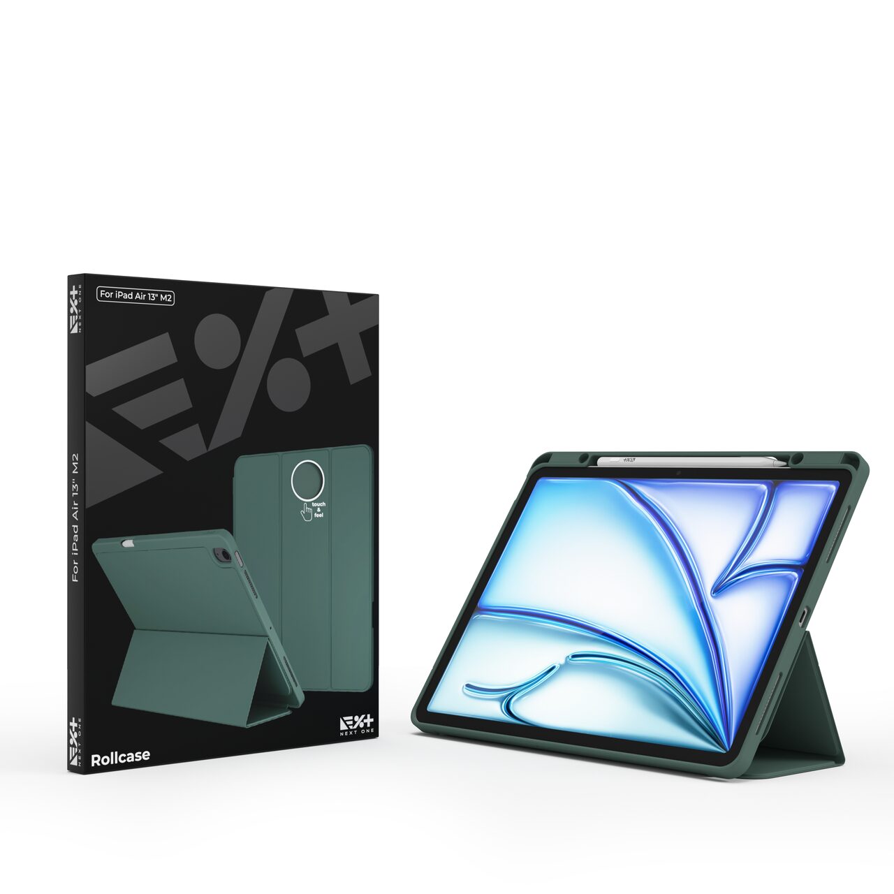Husa de protectie Next One Rollcase pentru iPad Air 13" M2, cu suport pentru stilou, Verde - iSTYLE RO