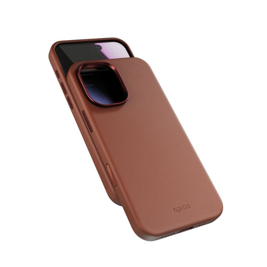 Husa de protectie EPICO din piele pentru iPhone 17, Maro