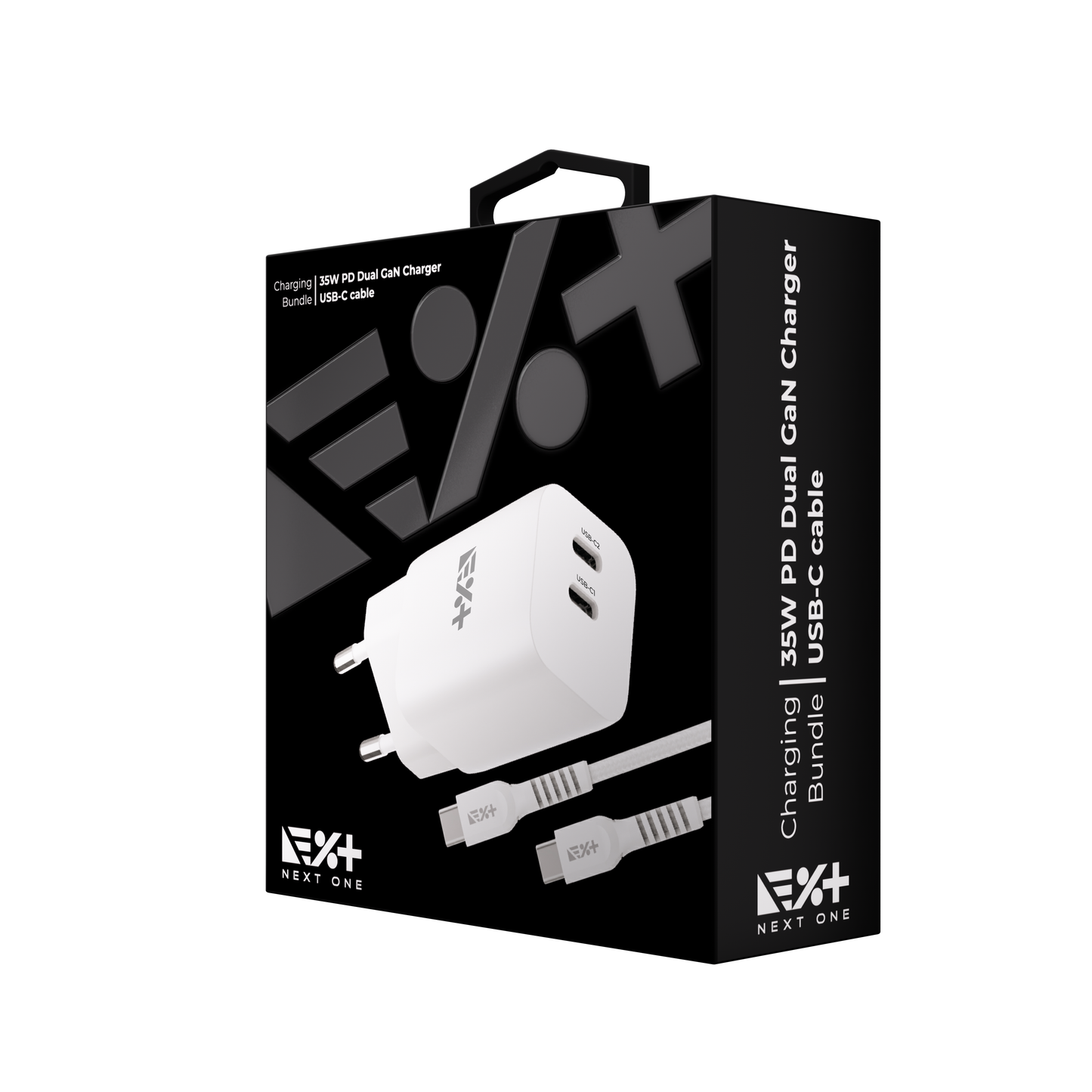 Adaptor de priza NEXT ONE Dual GAN 35W + cablu de incarcare USB-C - iSTYLE RO