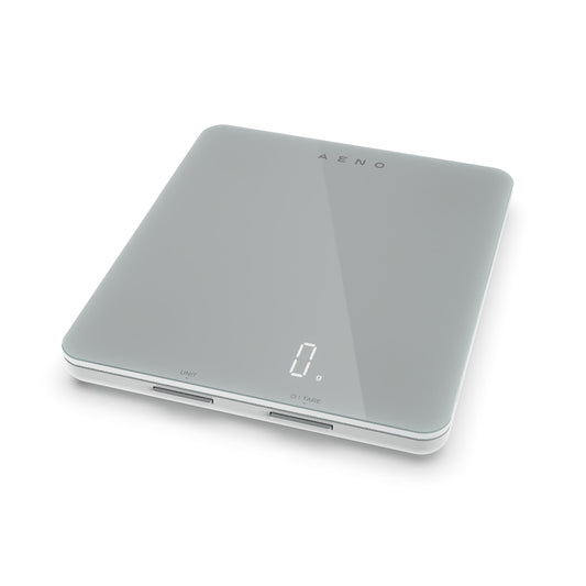 Cantar de bucatarie Aeno, control electronic, tara si RNI, sincronizare cu aplicatie Aeno prin Bluetooth 4.2, analiza nutritiei alimentelor (calorii, proteine, grasimi, colesterol) 8kg, 1g, display LED, Alb - iSTYLE RO