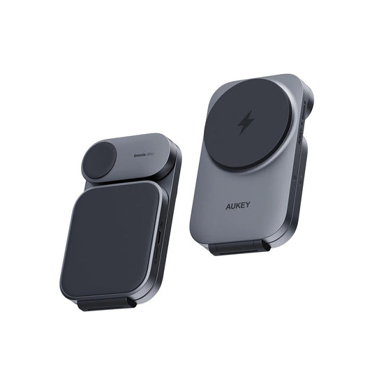 Statie de incarcare AUKEY MagFusion Z Qi2 3-in-1 Foldable Magnetic Fast Wireless Charging Station
