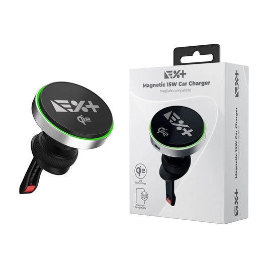 Incarcator Auto Magnetic NOA, 15W, Qi2, Compatibil MagSafe cu Prindere în Grila de Ventilație, Negru