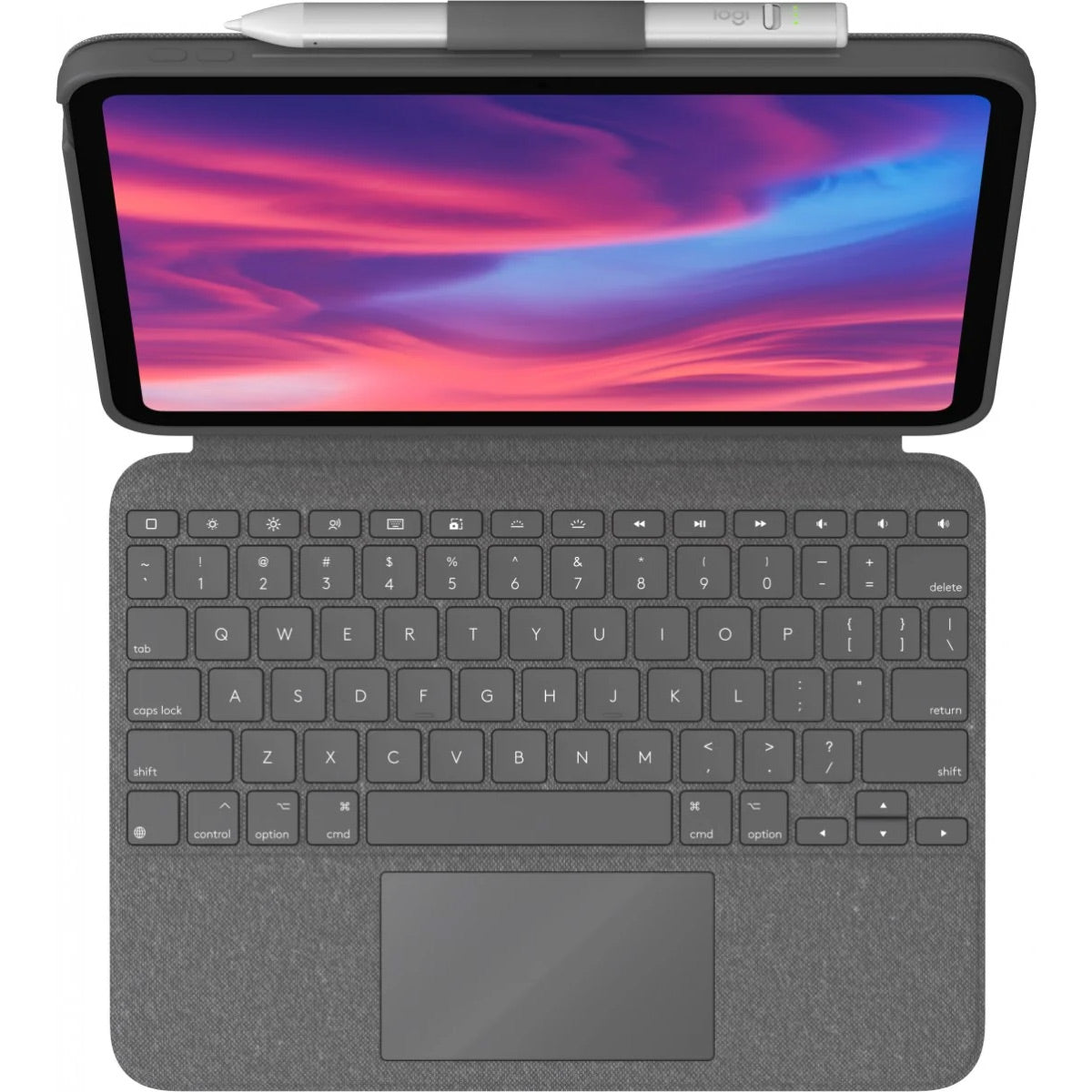 Husa Logitech Combo Touch cu Smart Connector, tastatura iluminata si trakpad detasabile pentru iPad gen 10, US, Gri Oxford - iSTYLE RO