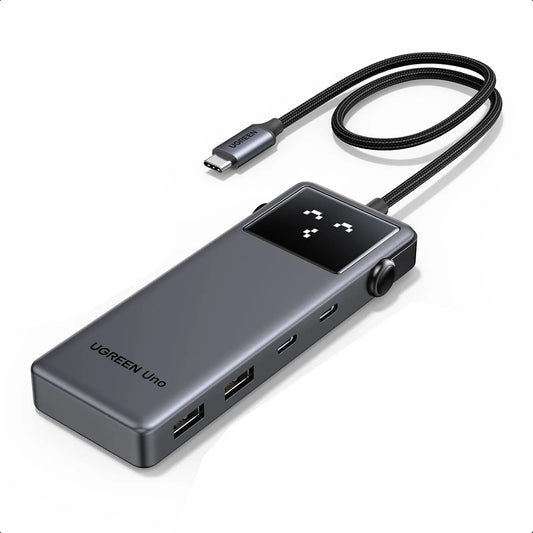 Hub USB UGREEN Uno 6-in-1, USB-C, 2x USB-A 3.2, 2x USB-C 3.2, 1x USB-C, PD 100W, 1x HDMI 4K, Gri