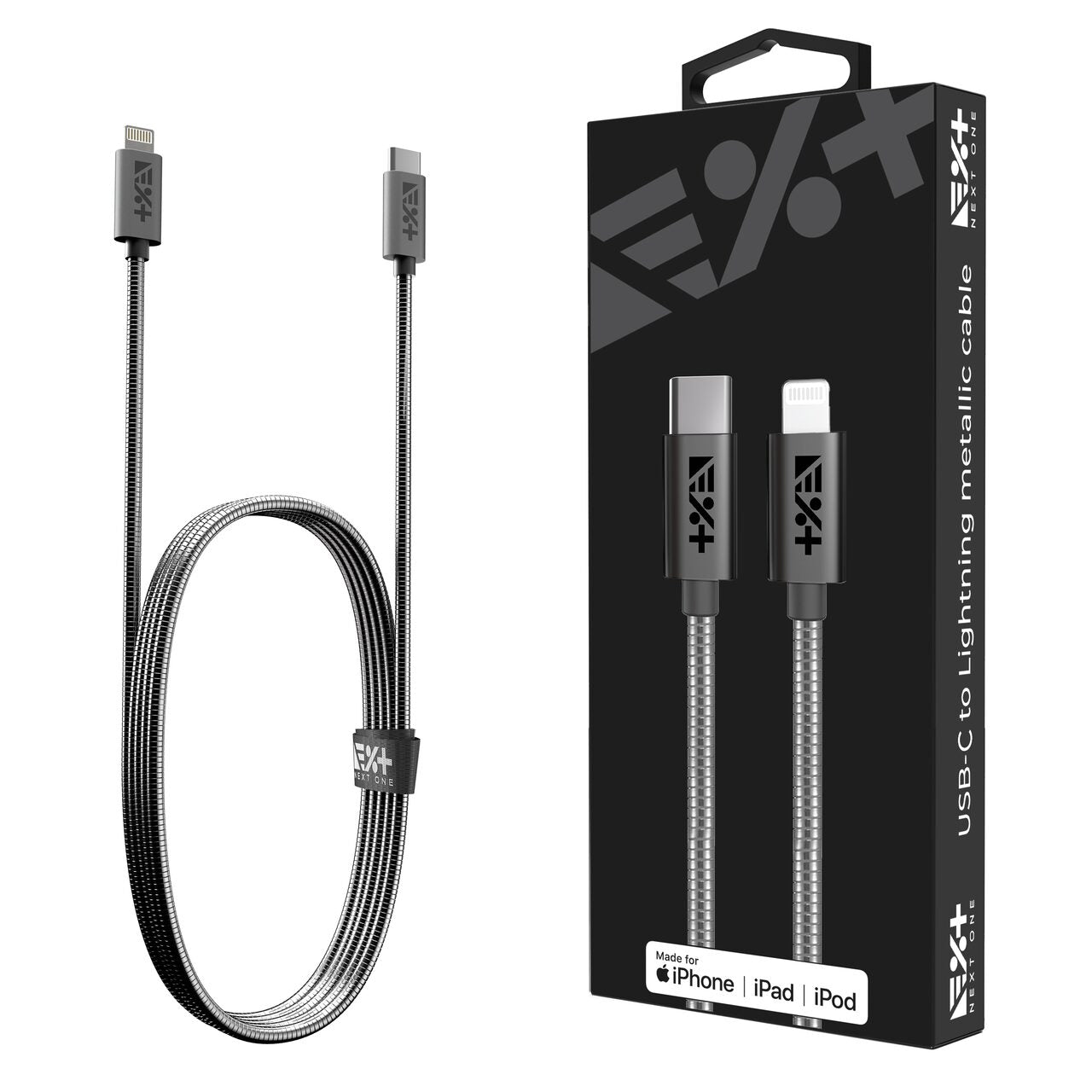 Cablu de date NEXT ONE tip USB-A - Lightning, Metalic, Space Grey - iSTYLE RO