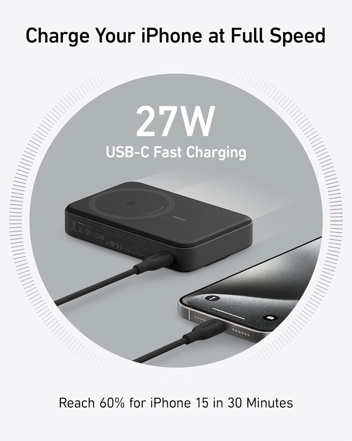 Baterie externa wireless Anker MagGo, Qi2, 10.000 mAh, 15W, USB-C, Suport Pliabil, Smart Display, Negru - iSTYLE RO