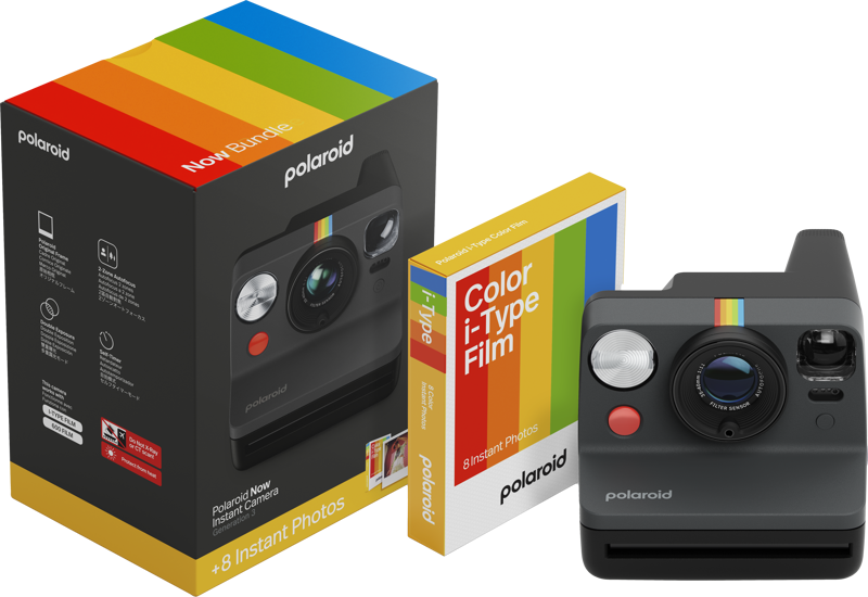 Pachet Camera Foto Instant Polaroid Now (gen.3) Negru + Hartie Foto - iSTYLE RO