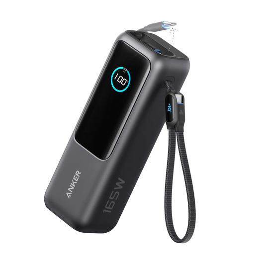 Baterie externa Anker 25000 mAh 165W cablu USB-C retractabil negru