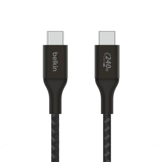 Cablu de date Belkin USB-C - USB-C, 2 m, 240W, Textil, Negru