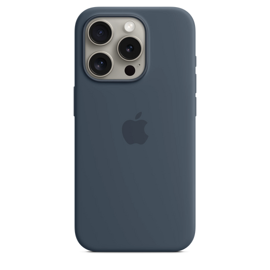 Husa de protectie Apple cu MagSafe pentru iPhone 15 Pro, Silicon, Storm Blue - iSTYLE RO