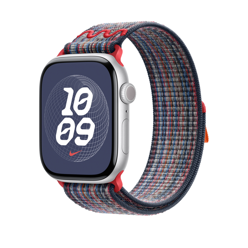 Curea Apple pentru Apple Watch 46mm Nike Sport Loop, Blue/Red Nike Sport Loop - iSTYLE RO