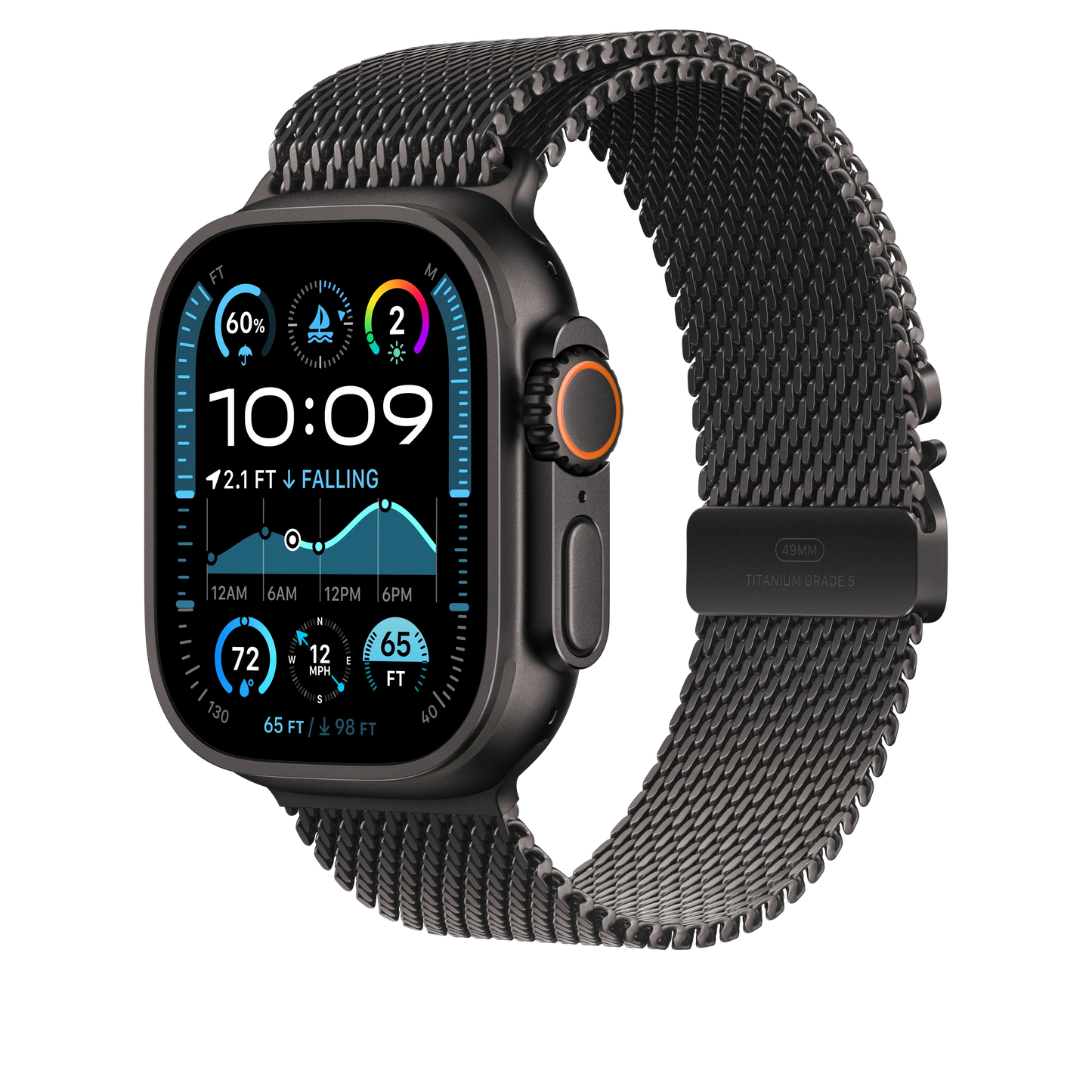 Curea Apple pentru Apple Watch 49mm Milanese Loop, Black Titanium Milanese Loop, Medium - iSTYLE RO