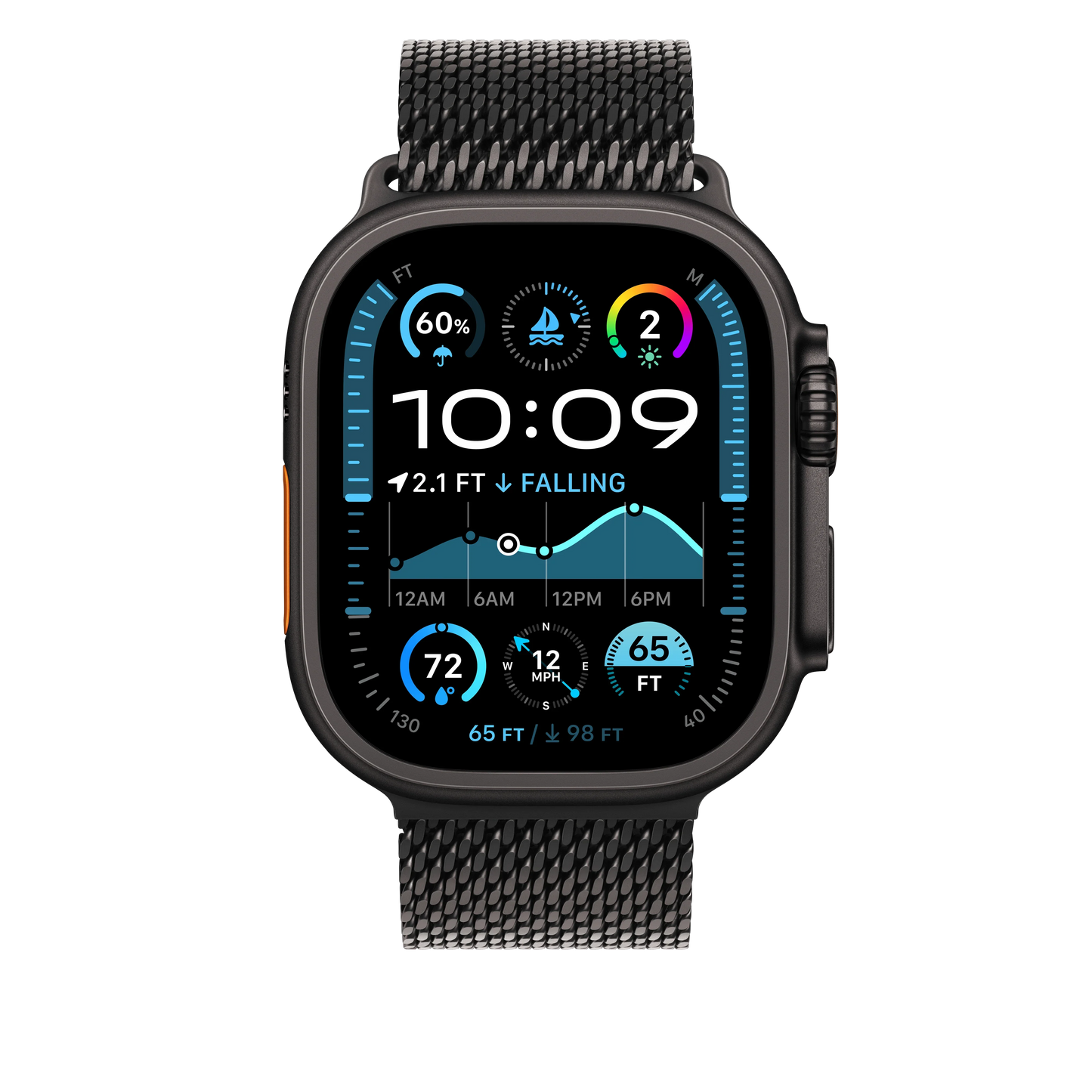 Curea Apple pentru Apple Watch 49mm Milanese Loop, Black Titanium Milanese Loop, Medium - iSTYLE RO
