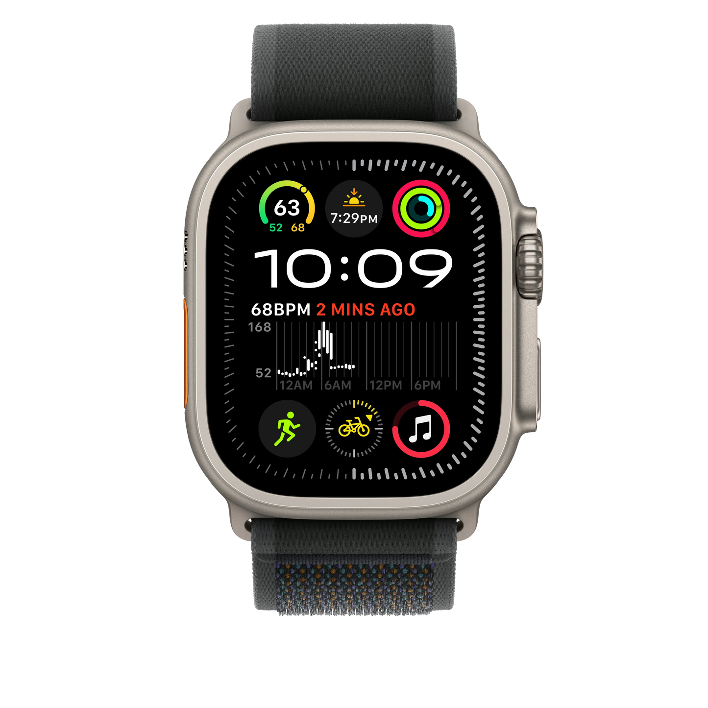 Curea Apple pentru Apple Watch 49mm Black Trail Loop, M/L, Natural Titanium Finish - iSTYLE RO