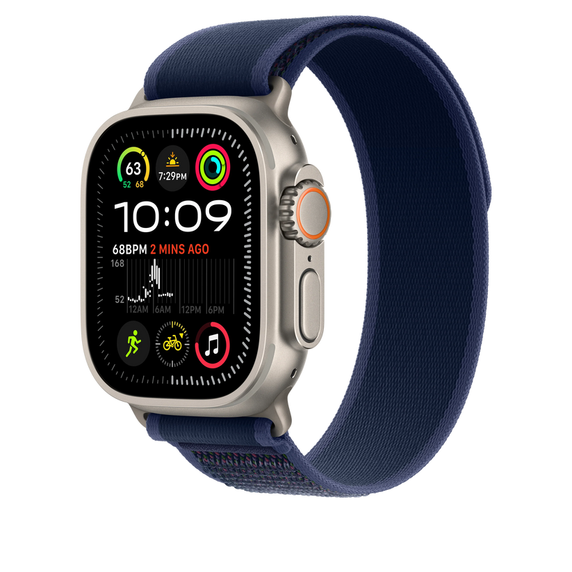 Curea Apple pentru Apple Watch 49mm Blue Trail Loop, S/M, Natural Titanium Finish - iSTYLE RO