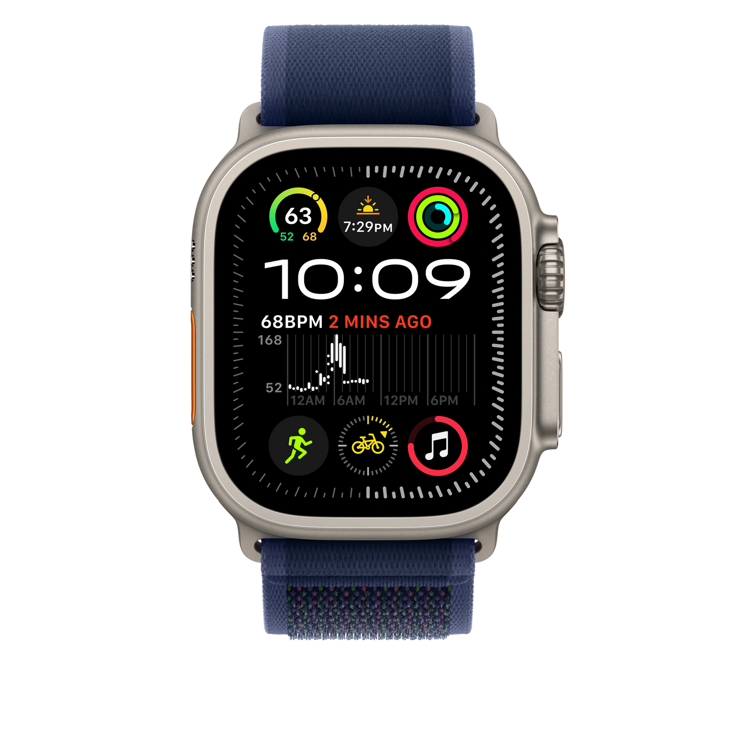 Curea Apple pentru Apple Watch 49mm Blue Trail Loop, S/M, Natural Titanium Finish - iSTYLE RO