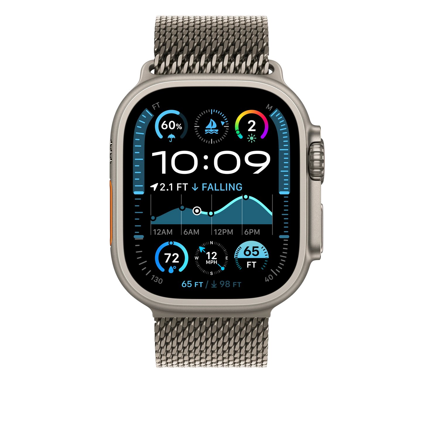 Curea Apple pentru Apple Watch 49mm Milanese Loop, Natural Titanium Milanese Loop, Large - iSTYLE RO