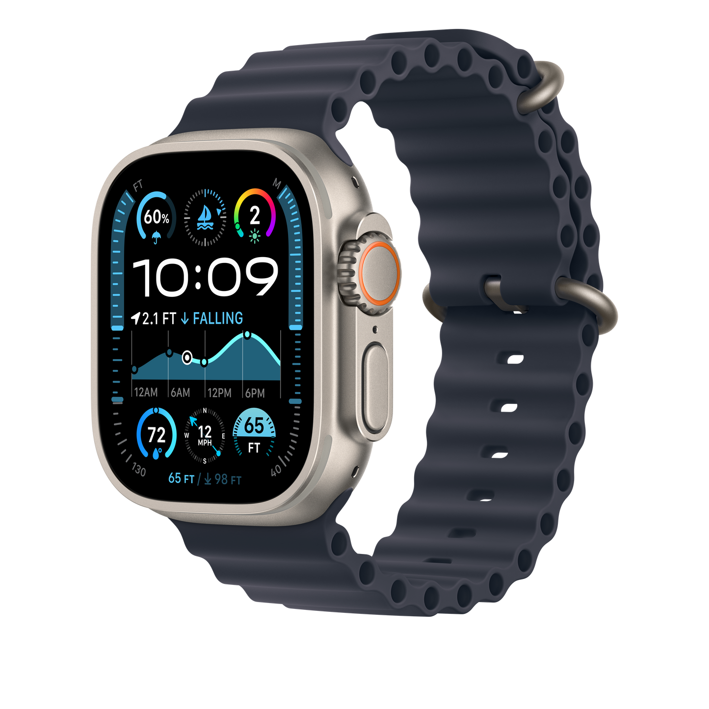 Curea Apple pentru Apple Watch 49mm Navy Ocean Band - Natural Titanium Finish - iSTYLE RO