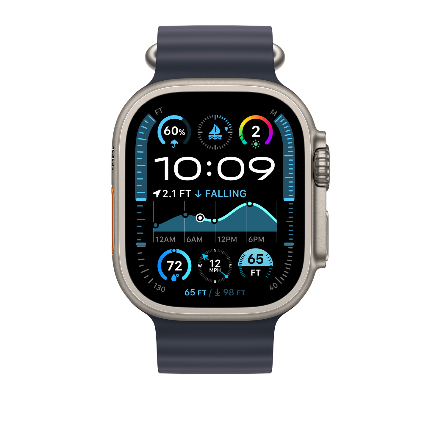 Curea Apple pentru Apple Watch 49mm Navy Ocean Band - Natural Titanium Finish - iSTYLE RO