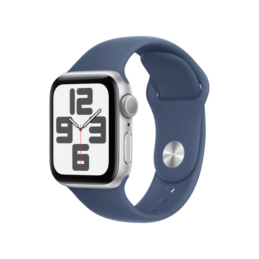 Apple Watch SE GPS, 40mm Silver Aluminium Case, Denim Sport Band - M/L - iSTYLE RO