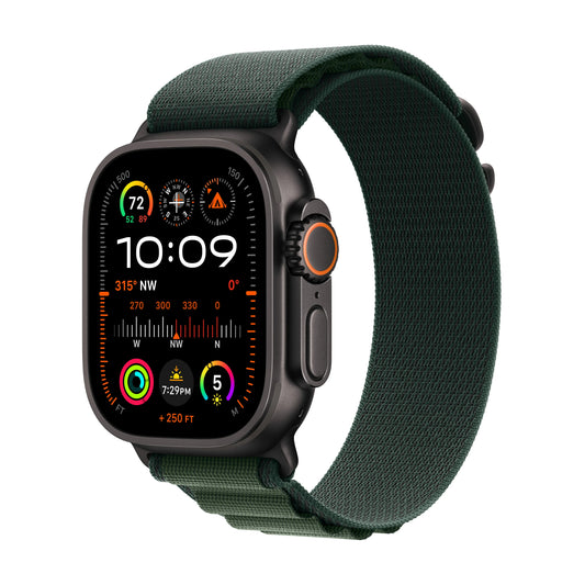Apple Watch Ultra 2 GPS + Cellular 49mm Black Titanium Case with Dark Green Alpine Loop - Large - iSTYLE RO