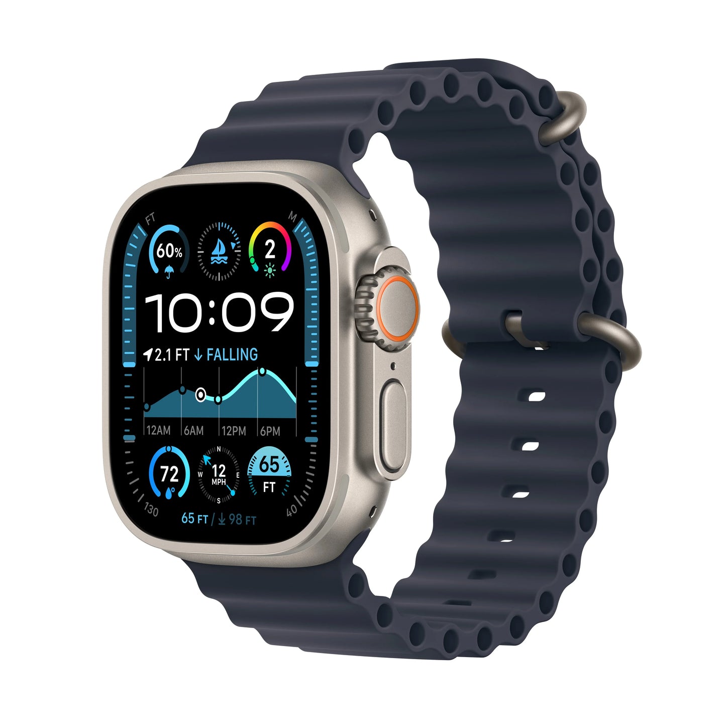 Apple Watch Ultra 2 GPS + Cellular 49mm Natural Titanium Case with Navy Ocean Band - iSTYLE RO