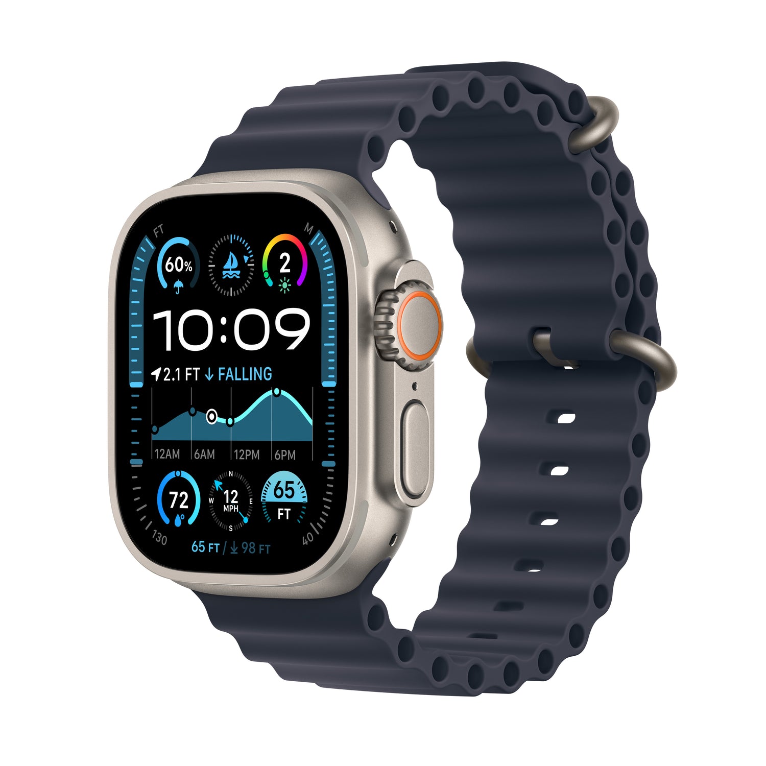 Apple Watch Ultra 2 GPS + Cellular 49mm Natural Titanium Case with Navy Ocean Band - iSTYLE RO