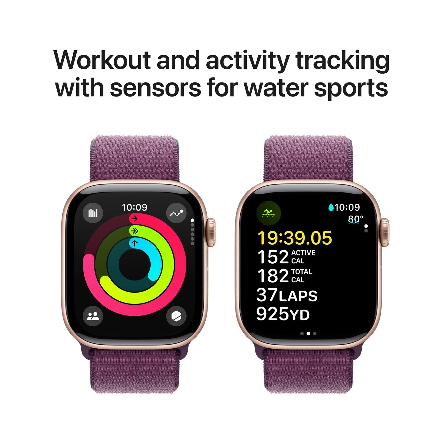 Apple Watch Series 10 GPS + Cellular, 42mm Rose Gold Aluminium Case, Plum Sport Loop - iSTYLE RO