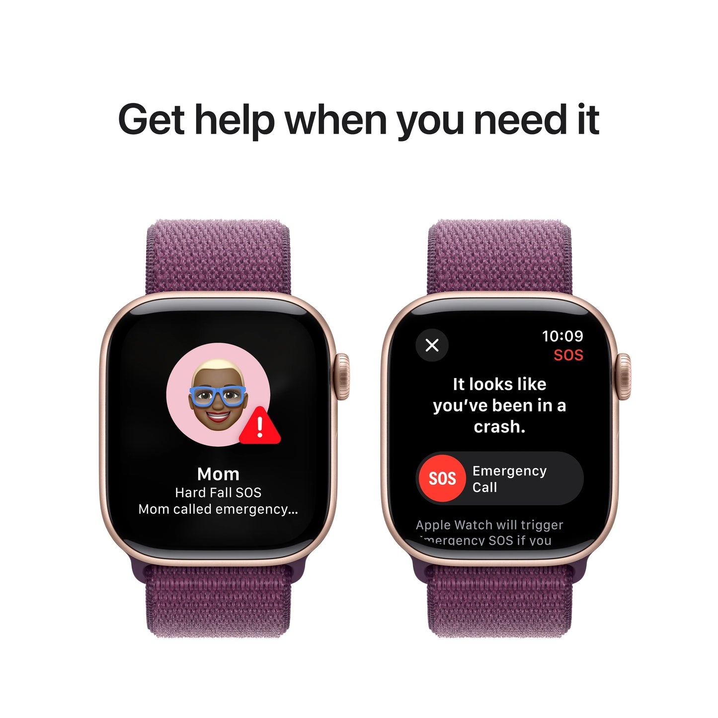 Apple Watch Series 10 GPS + Cellular, 42mm Rose Gold Aluminium Case, Plum Sport Loop - iSTYLE RO