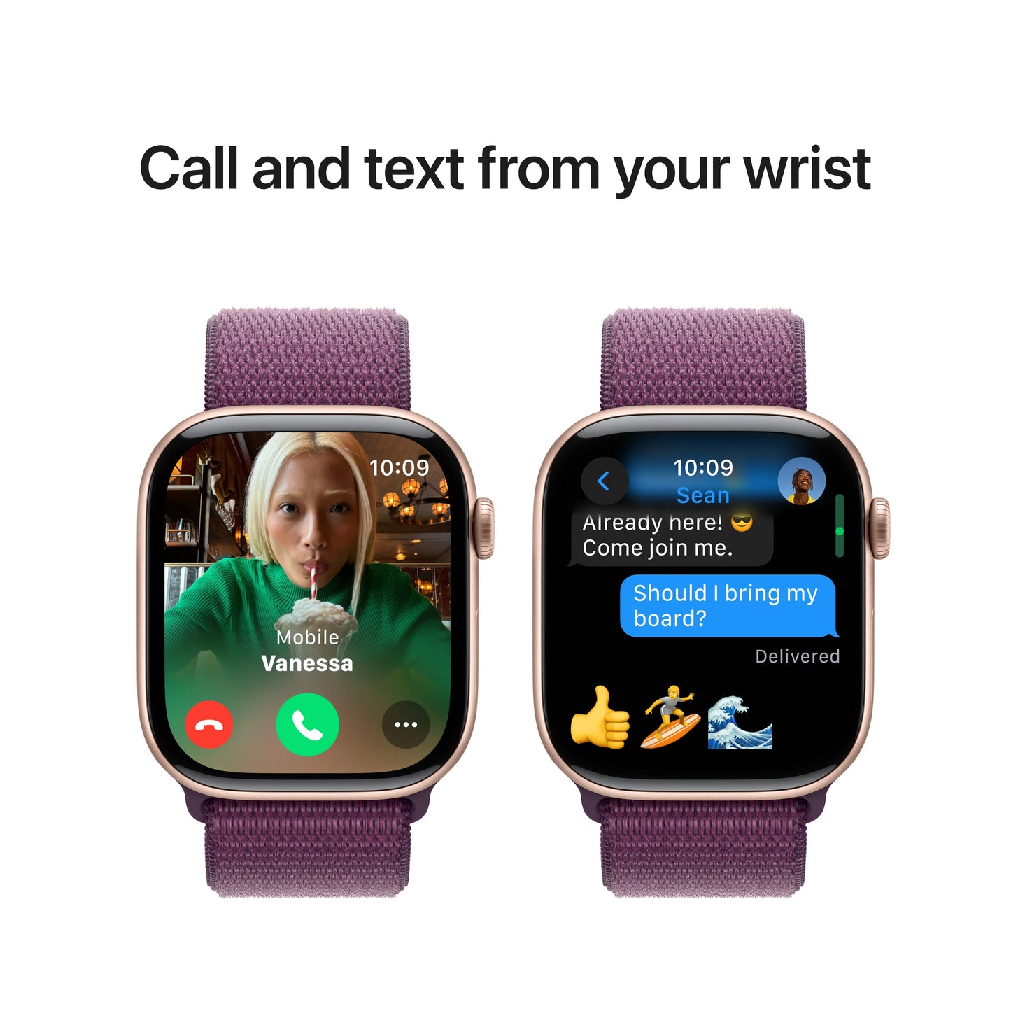 Apple Watch Series 10 GPS, 46mm Rose Gold Aluminium Case, Plum Sport Loop - iSTYLE RO
