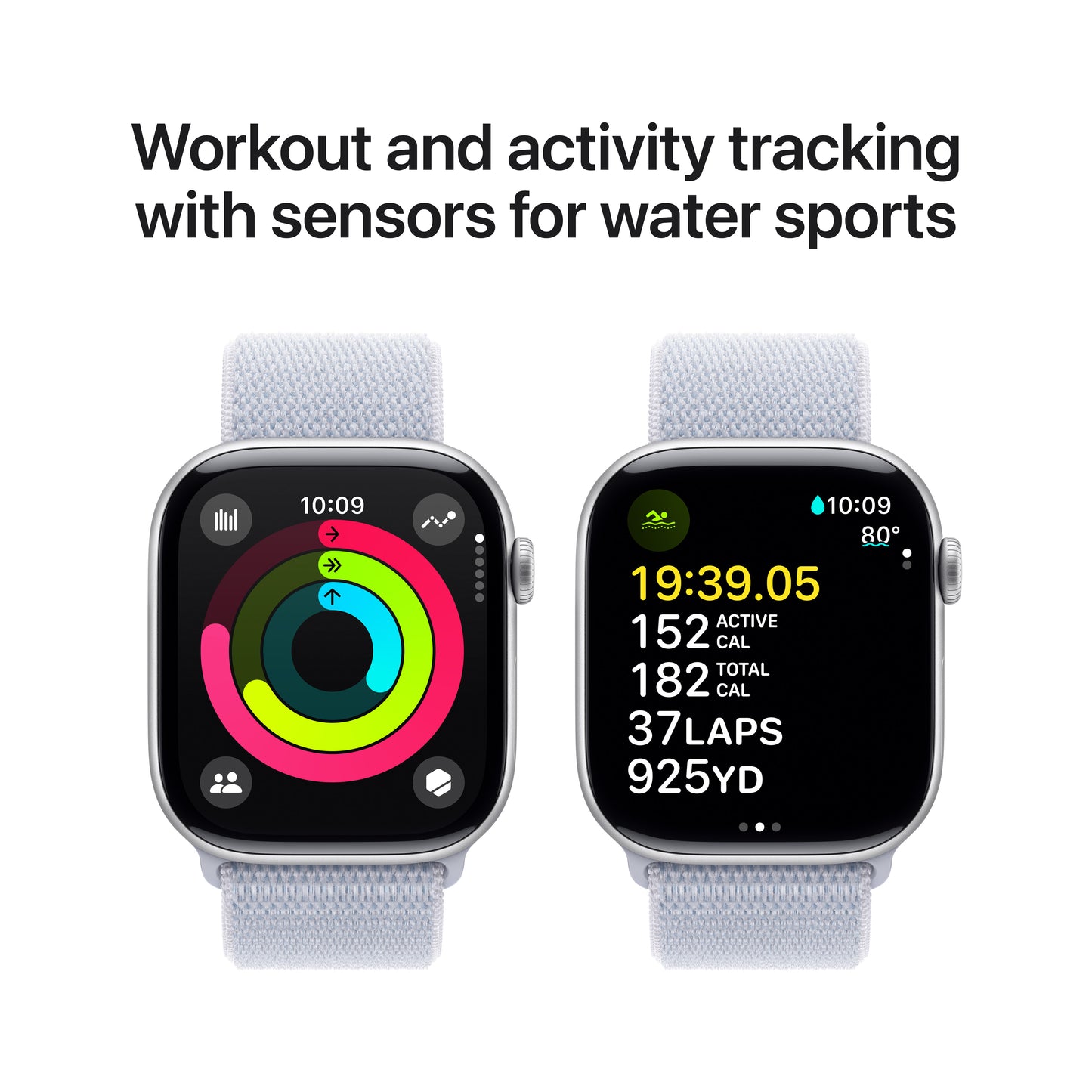 Apple Watch Series 10 GPS, 46mm Silver Aluminium Case, Blue Cloud Sport Loop - iSTYLE RO