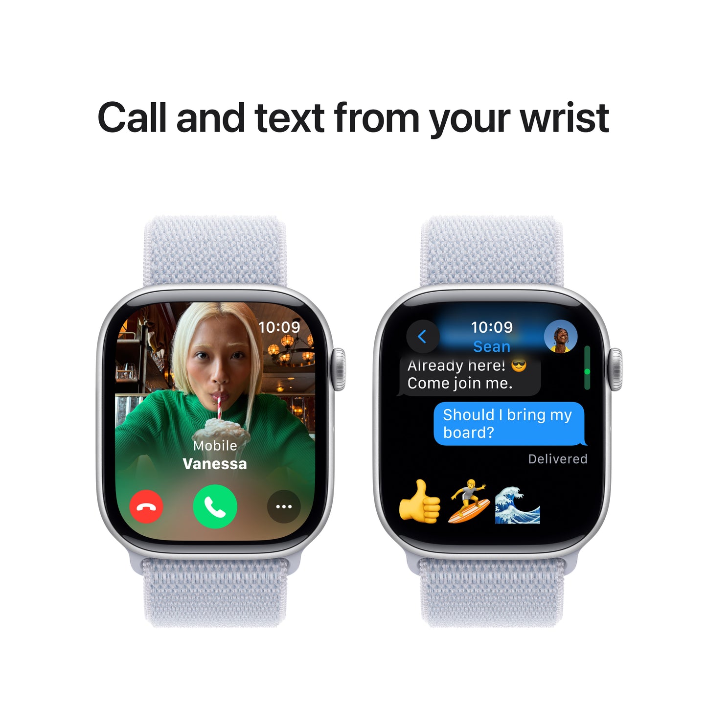 Apple Watch Series 10 GPS, 46mm Silver Aluminium Case, Blue Cloud Sport Loop - iSTYLE RO