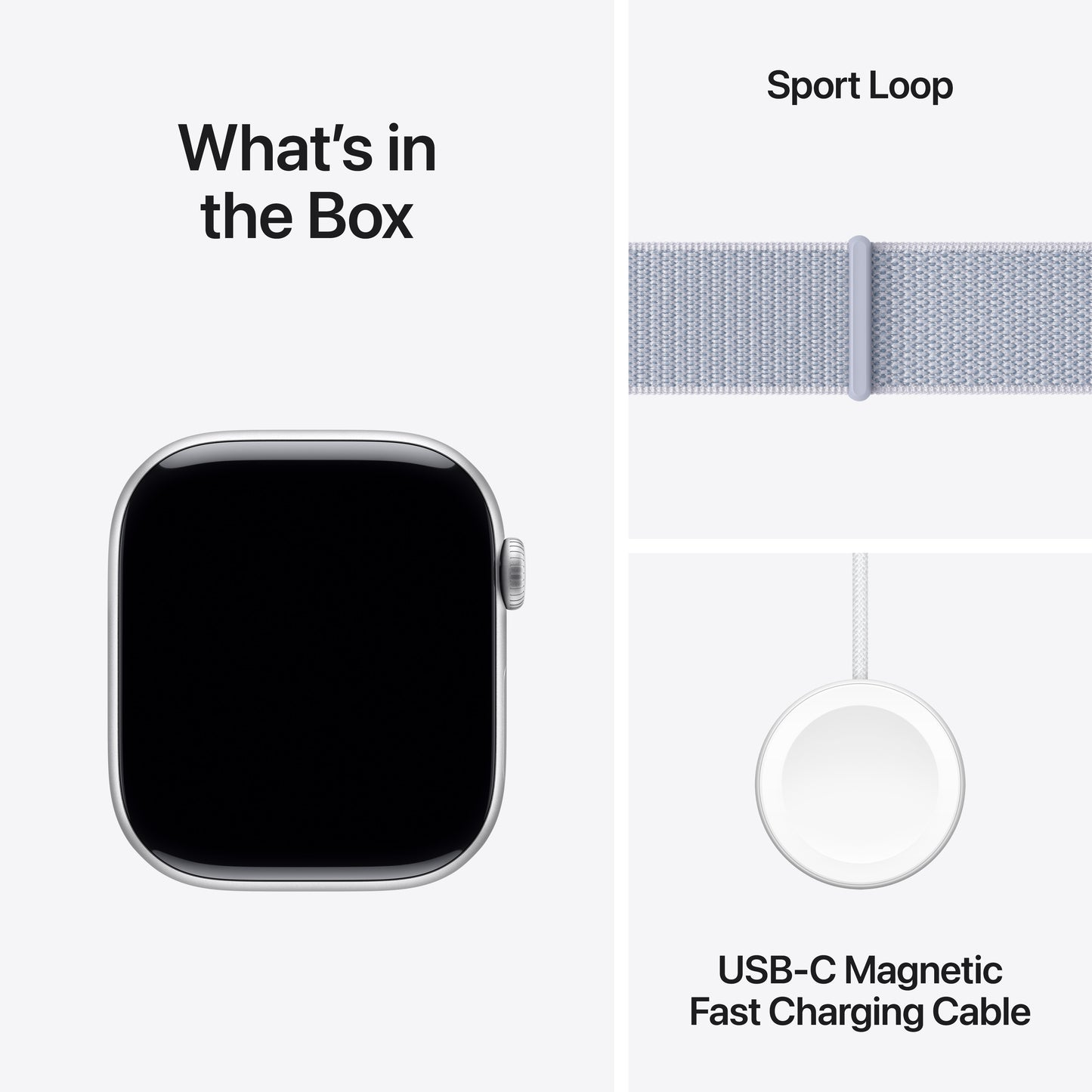 Apple Watch Series 10 GPS, 46mm Silver Aluminium Case, Blue Cloud Sport Loop - iSTYLE RO