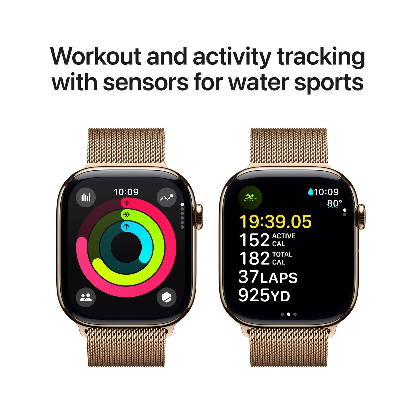 Apple Watch Series 10 GPS + Cellular, 46mm Gold Titanium Case, Gold Milanese Loop - M/L - iSTYLE RO