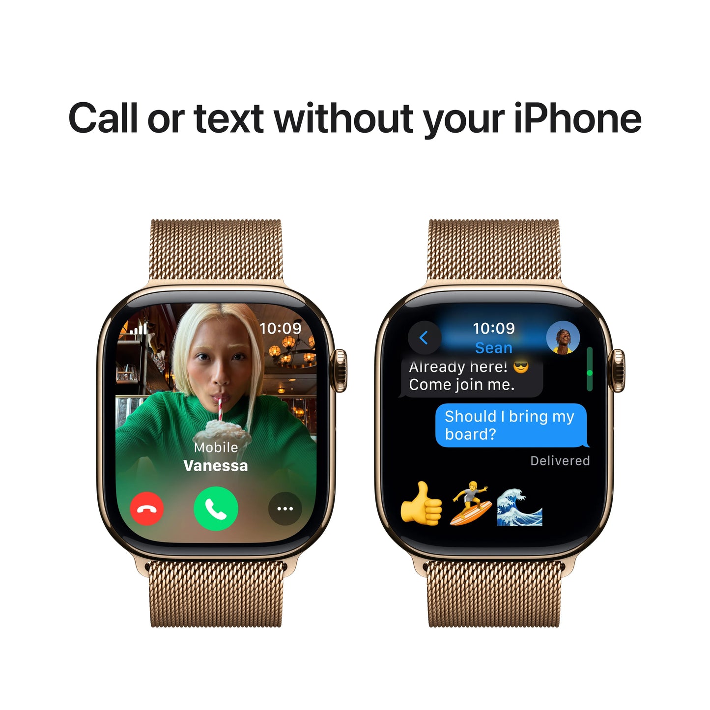 Apple Watch Series 10 GPS + Cellular, 46mm Gold Titanium Case, Gold Milanese Loop - M/L - iSTYLE RO